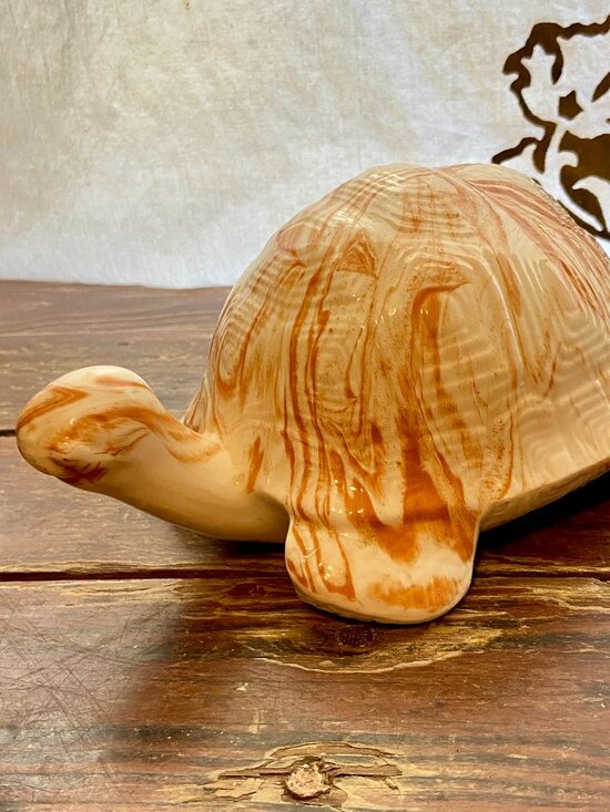 Vintage Alabama Clay Art Pottery Orange Swirl Turtle Tortoise USA Signed Max EUC - Picture 3 of 7